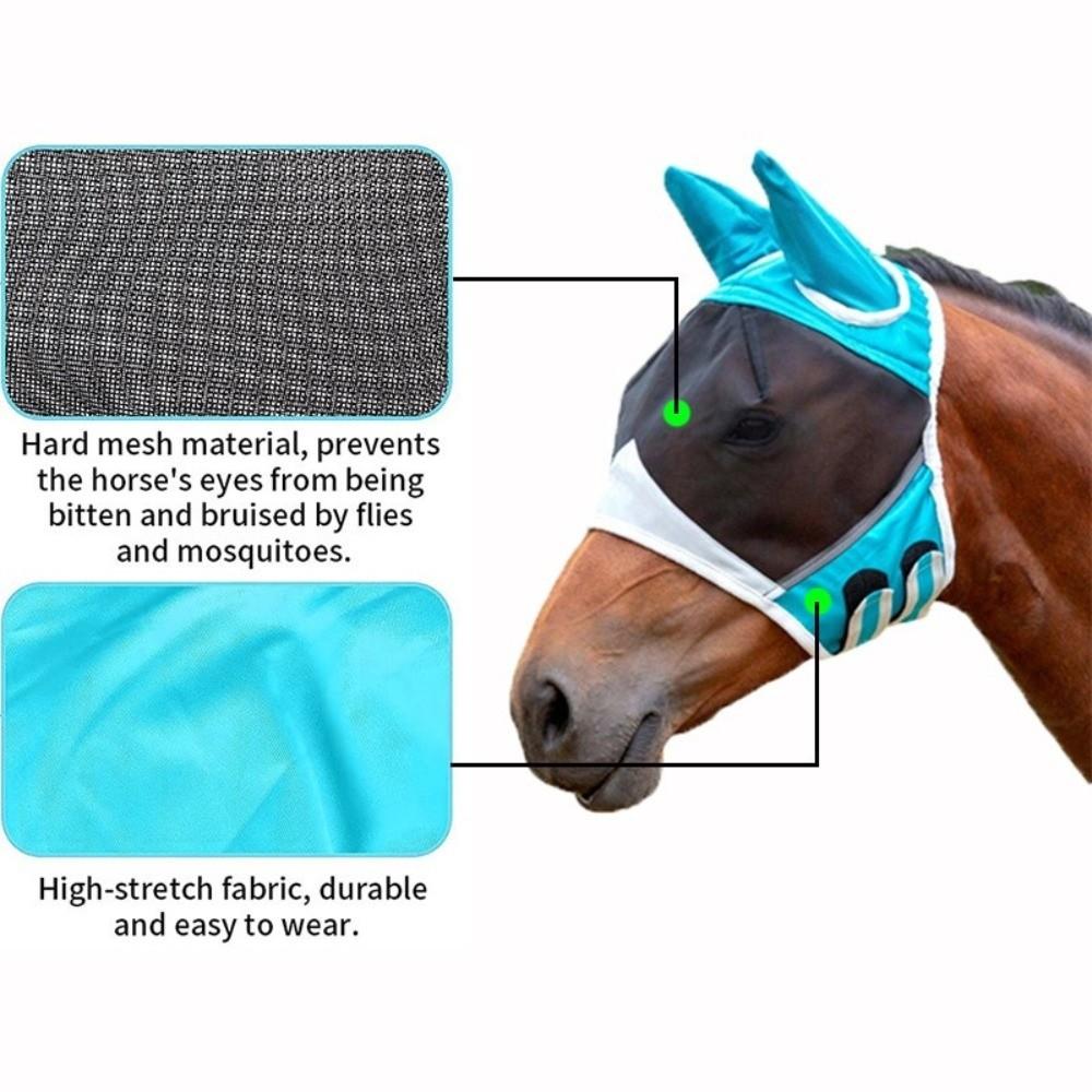 Adjustable Horse Fly Mask Professional Anti-Flyworms Mask Equestrian Horse Face Cover  Riding Gear