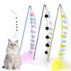 Cat Toys 1pcs Interactive Stick Feather Toys Kitten Teasing Durable Playing Plush Ball Pet Supplies Feather Cat Teasing Stick