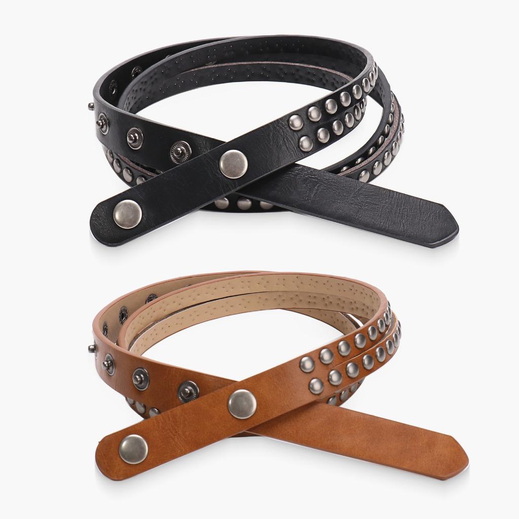 Studded Belt for Men Women Snap-On Punk Goth Vintage Faux Leather Waistband