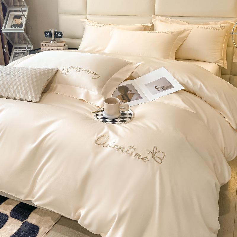 Роскошный комплект из 4 предметов из длинноволокнистого хлопка Синьцзяна: Осенне-зимние простыни, пододеяльники и постельные принадлежности