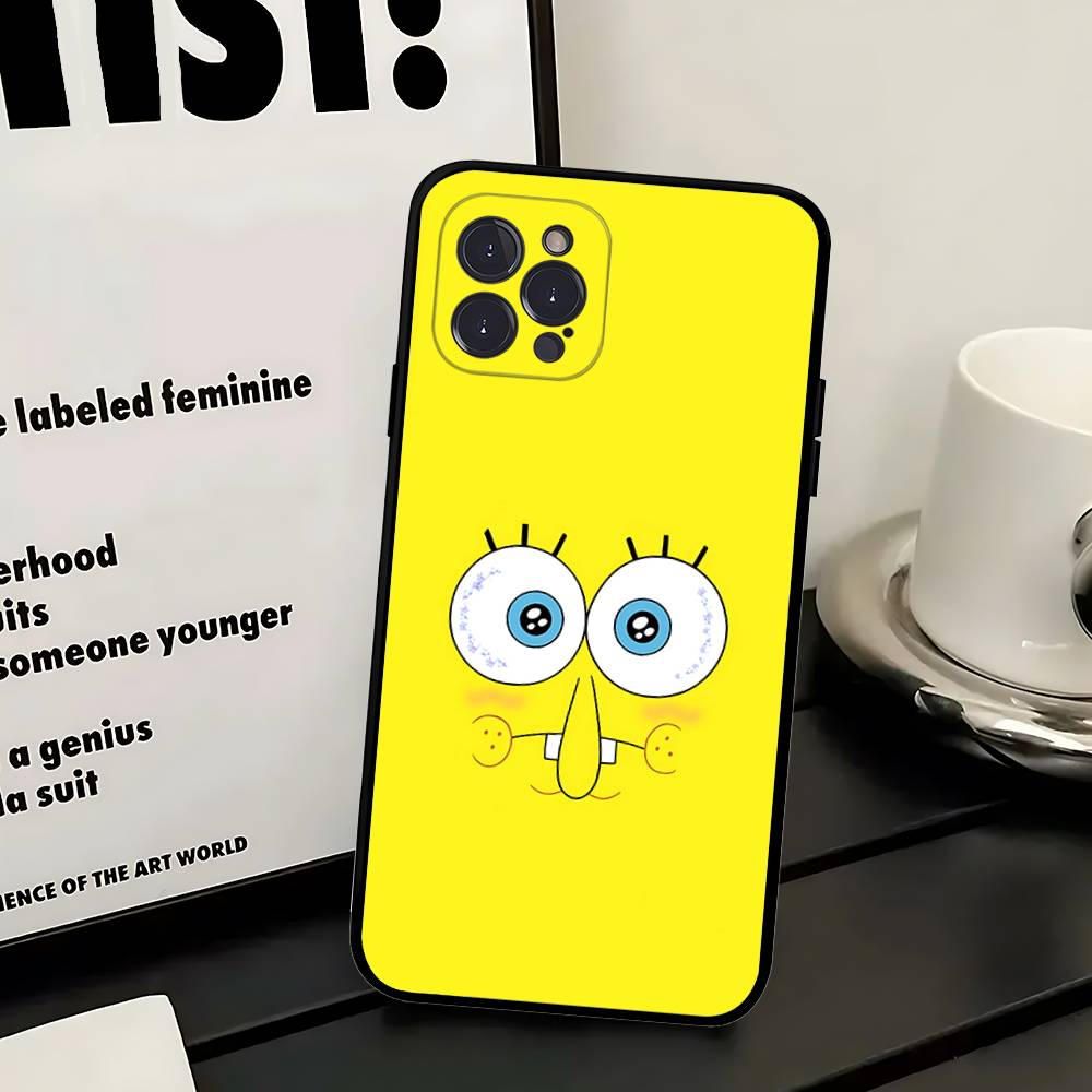 Мультяшный S-Губка Боб S-Квадратные Штаны Чехол для Телефона Для IPhone 16 15 14 13 12 11 17 Pro Max Простота Задняя сторона ТПУ Мягкий Чехол