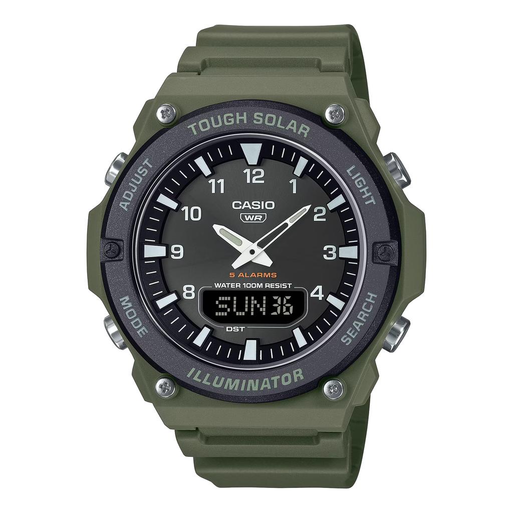 Casio Спортивные Аналоговые 100M Водонепроницаемые AQS820 Прочные Подходят для Учеников Средней и Старшей Школы Мужские Часы на Солнечной Батарее, и Цифровые, Устойчивые, Серия,