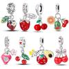 Original Copper Strawberry Cherry Apple Avocado Fruit Charms Pendants Bead Fit Diy Bracelet Birthday Jewelry Fine Gift