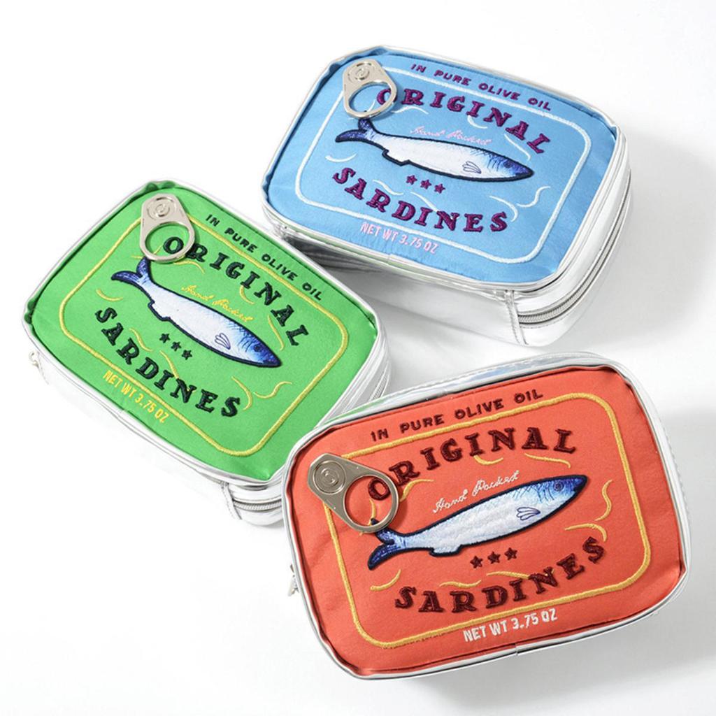 Funny Canned Sardines Makeup Bag for Lipstick Powder Hand Cream Creative Cosmetic Bag Travel Portable Zipper Bag