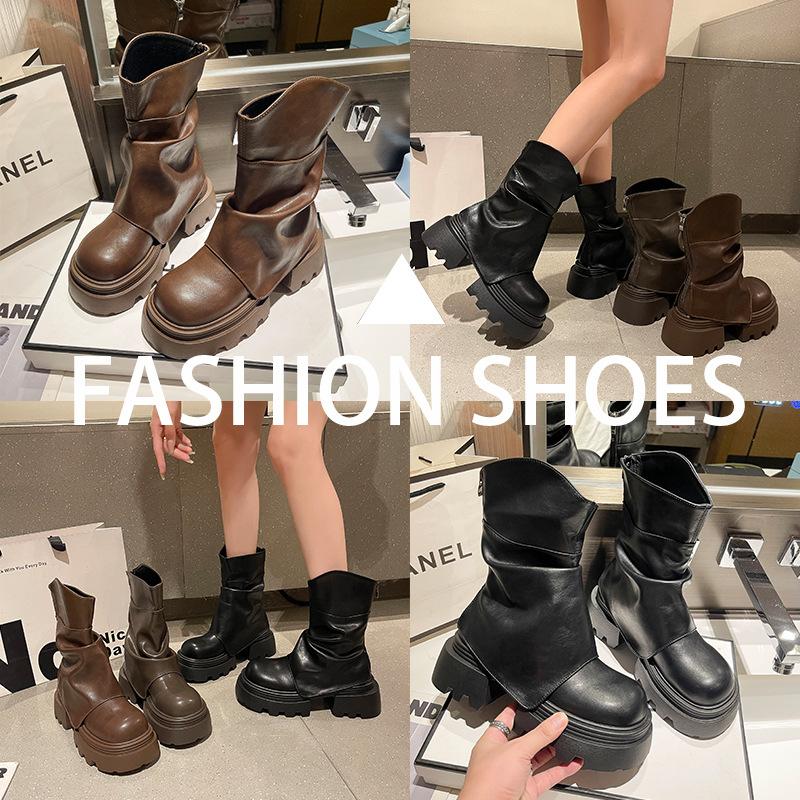 Драгоценные крутые модные юбочные ботинки женские короткие ботинки 2025 осень и зима новые тонкие ботинки Мартина на толстой подошве, ботинки-маффины, ботинки-брюки