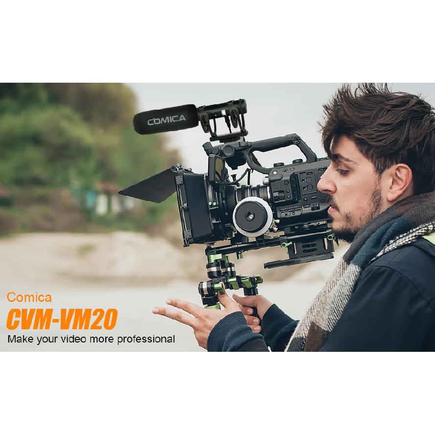 Shotgun Microphone, COMICA CVM-VM20 Professional Super Cardioid Microphone with Shock Mount, Camera Microphone For Video Record