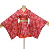 Sexy Short Japanese Gown Japanese Geisha Cosplay Costume Flower Print Yukata One Piece with Obi Belt Underwear Bathrobe Pajamas Women's (Red, L)