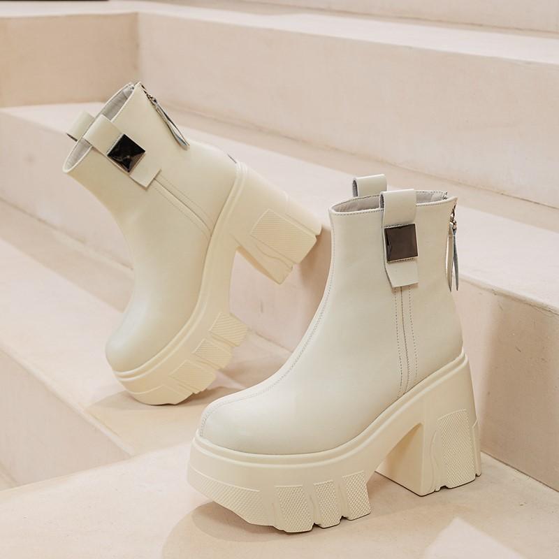 Модная женская обувь до щиколотки AIYUQI 2025 Новые ботинки на высоком каблуке из натуральной кожи Женские ботильоны на платформе 11 см Модные женские ботильоны