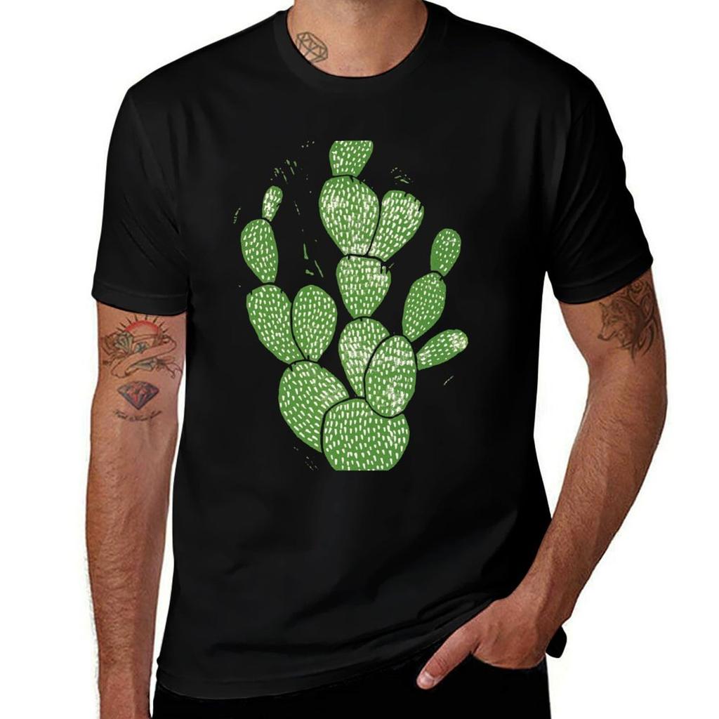 Linocut Cacti 1 Tshirt Quick Dry Training Short Sleeve Tee
