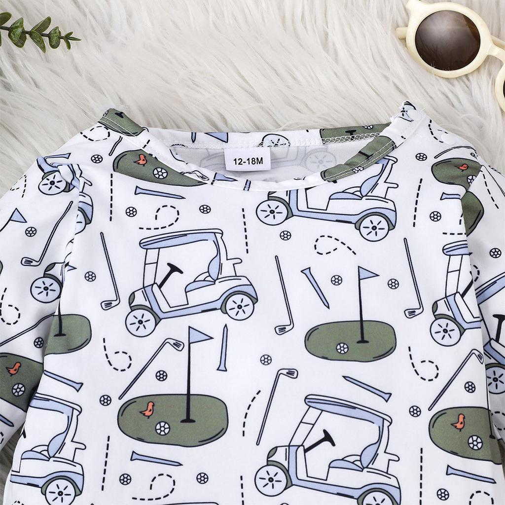 1-24 Months Baby Unisex Cute Golf All-over Print Long Sleeve Romper
