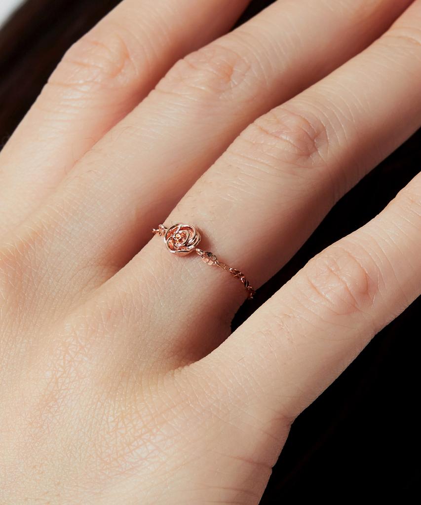 Helene Jewelry 14K Шерри Клевер Роза Цветок Цепочка Золотое Кольцо (Тип А)