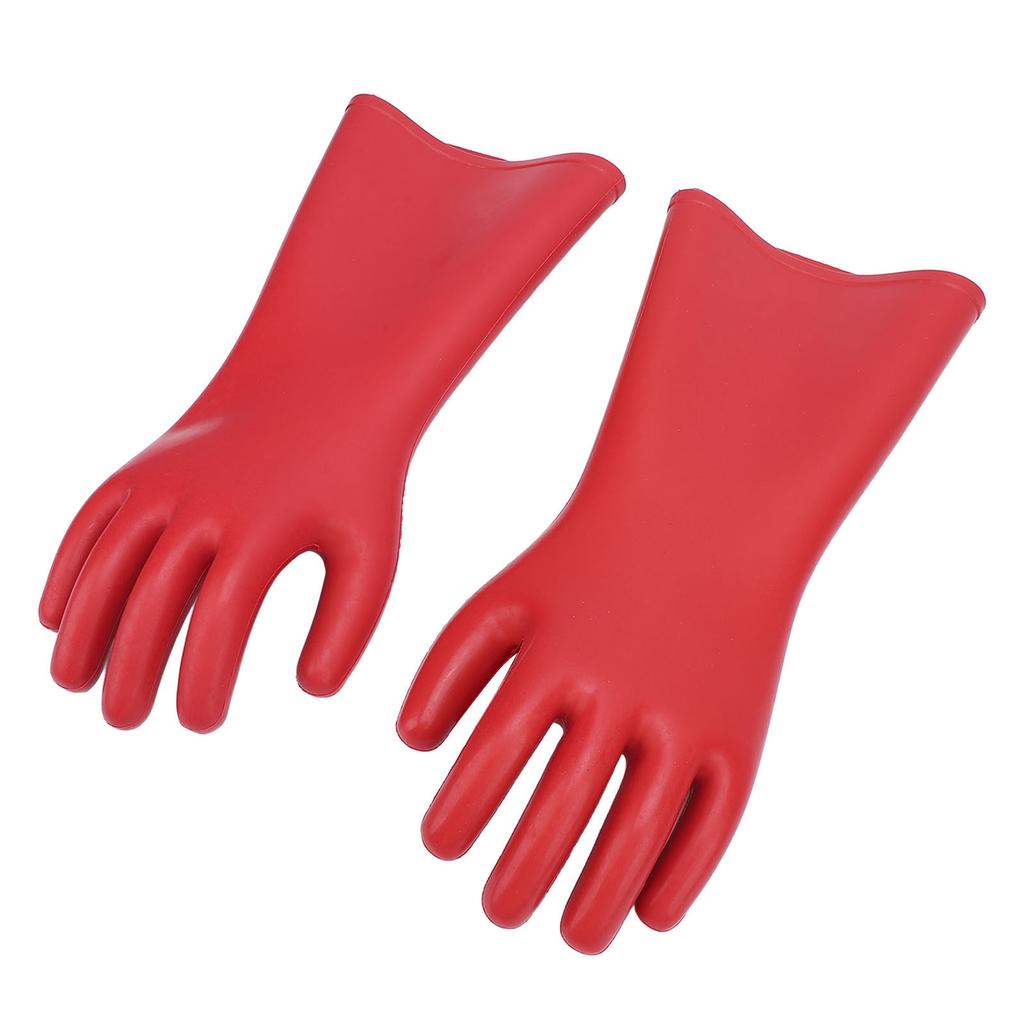 2 Pcs Electrical Insulated Gloves Red Rubber 12kv High Voltage Resistant Anti Cutting Piercing Elect