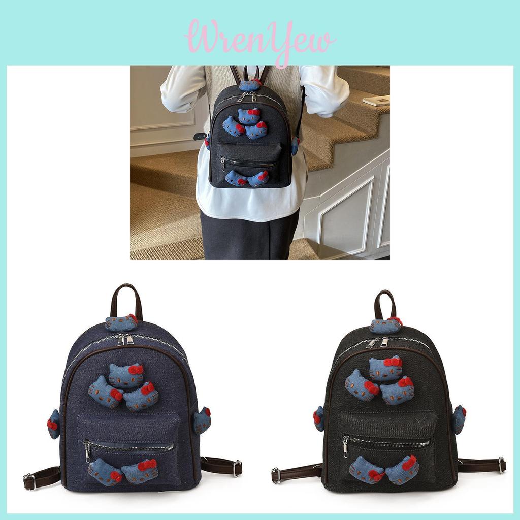 Hello Kitty Ladies Backpack With Patching Nylon For Daily Casual Use