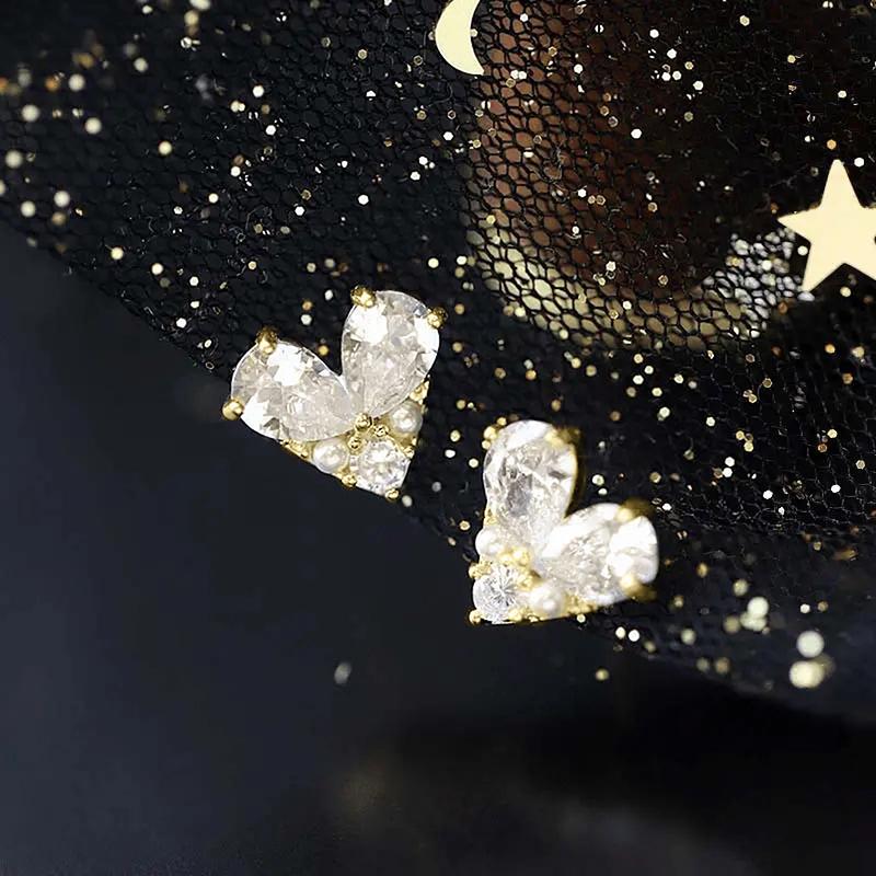 Серьги-гвоздики в форме сердца Хуэйтань с искусственным жемчугом Изысканные серьги-гвоздики для женщин Темпераментные аксессуары для пирсинга Ювелирные изделия для девочек