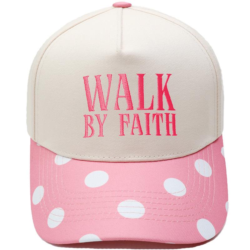 WALK BY FAITH Truck driver hat embroidered retro leopard print color matching baseball cap for men and women casual