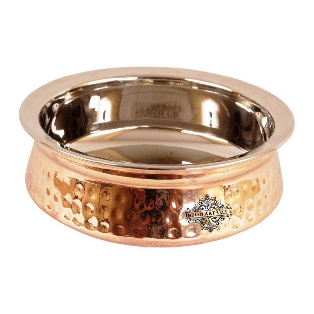 Steel Copper Serving Handi Bowl, Serveware & Tableware, Home Restaurant, Volume-750 ML, Pack of 1