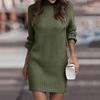 Bodycon Dress Stylish Turtleneck Above Knee Length Mini Dress Ladies Autumn Winter Ribbed Knitted Long Type Sweater Bodycon Dress