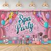 Cartoon-style Spa Party Decor, Backdrop with Balloons, Beauty Salon Background, Photo Studio Supplies for Girls, Ban3623