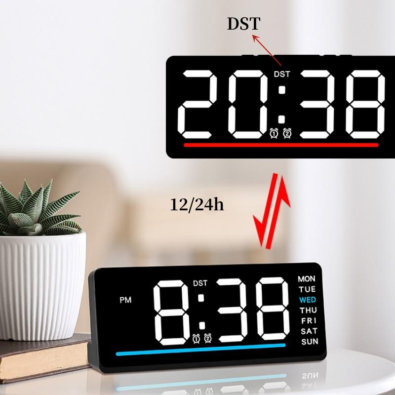 Цифровой светодиодный будильник с датой, температурой, яркостью, регулировкой, электронные часы, детские, прикроватные, бесшумные, с функцией повтора сигнала, 12/24 ч, питание от USB