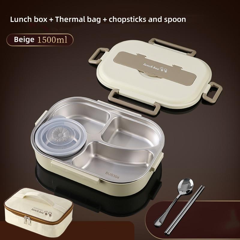 304 Stainless Steel Compartment Lunch Box Set Sealed Portable Insulated Microwae Heating Soup Bento Box for Adult Food Container