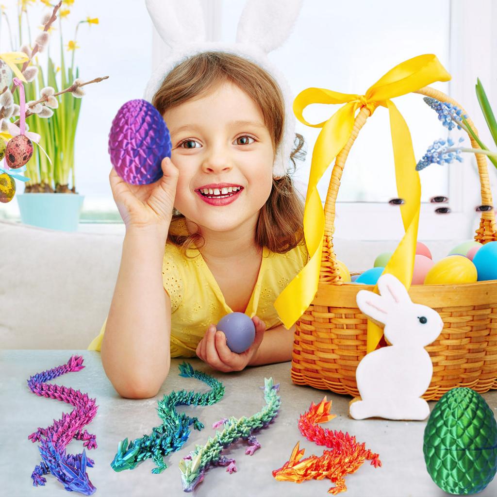 Набор из 6 3D-печатных пасхальных драконов, наполнение пасхальной корзины, таинственные яйца, хрустальная игрушка-дракон, сюрприз-игрушки в виде животных, напечатанные на 3D-принтере