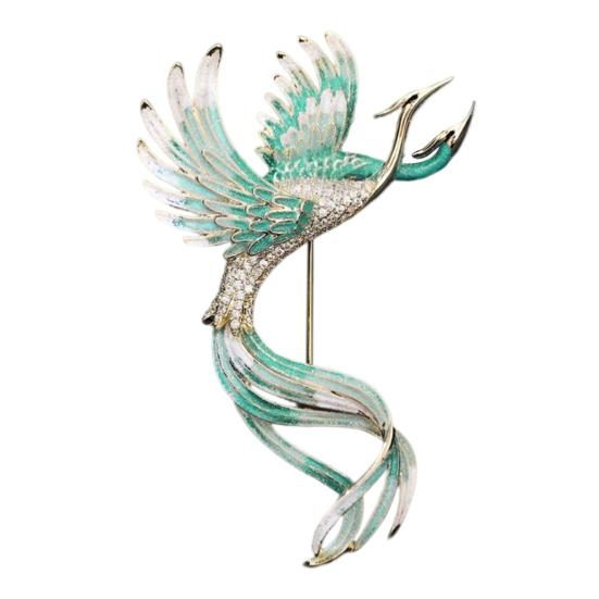 Брошь Феникс Блестящие Горный Хрусталь Красочный Реалистичный Феникс Свитер В Китайском Стиле Официальное Пальто Прищепка Для Одежды Ювелирные Изделия Подарок Аксессуары Для Одежды