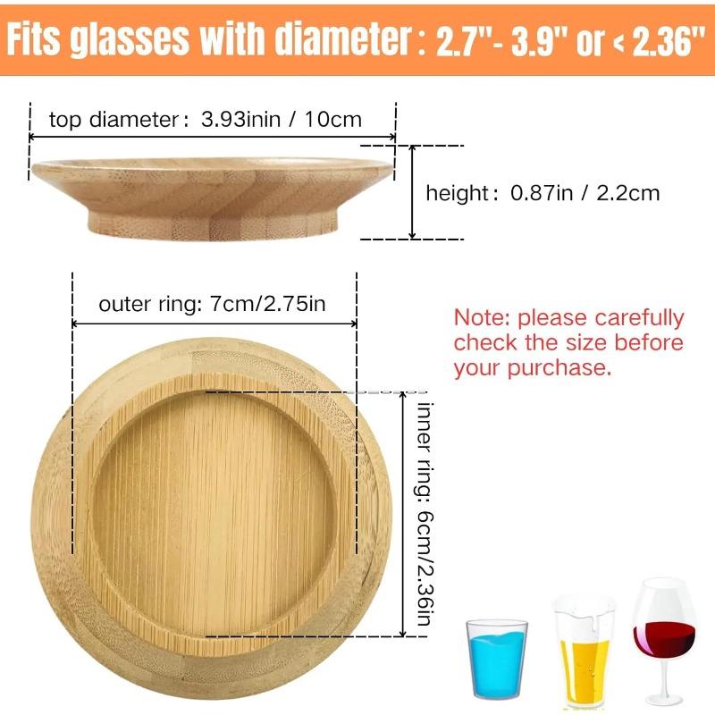 Украшение для бокала вина, бамбуковая крышка для бокала вина, подставки под тарелки, крышки для стаканов, деревянные украшения для стаканов для семейного праздника