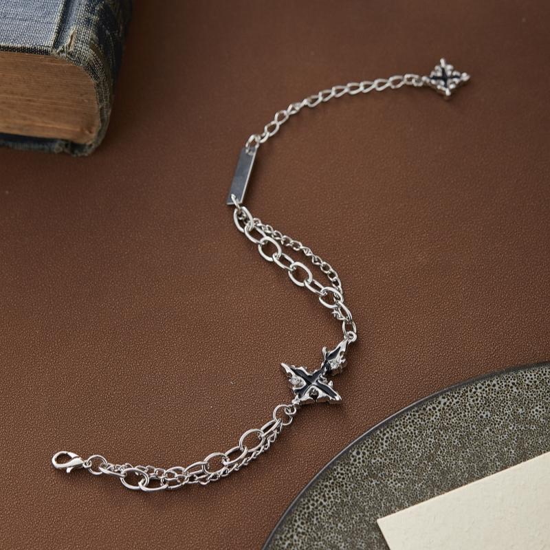 Punk Black Flame Bracelet Ladies Men's Trendy Hip Hop Zircon Vintage Gothic Y2K Charm Kpop Gifts Accessories