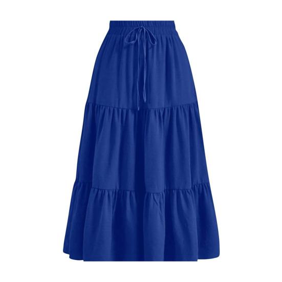 Женская летняя многоярусная юбка-макси А-силуэта с высокой талией, плиссированная, расклешенная, длинная, повседневная, летящая, пляжная, в стиле бохо