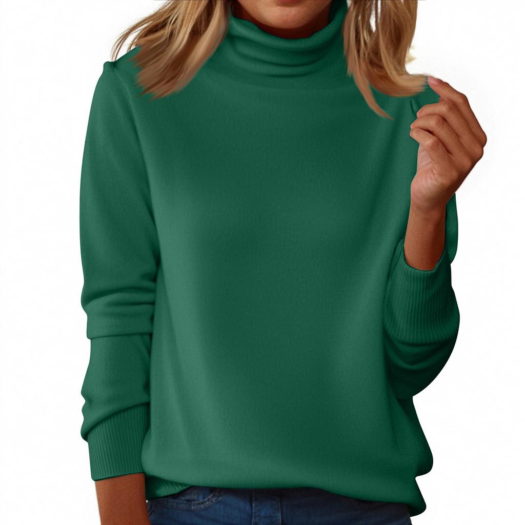Women's Slim Fit Temperament Wool Long Sleeve Seamless Turtleneck Sweater