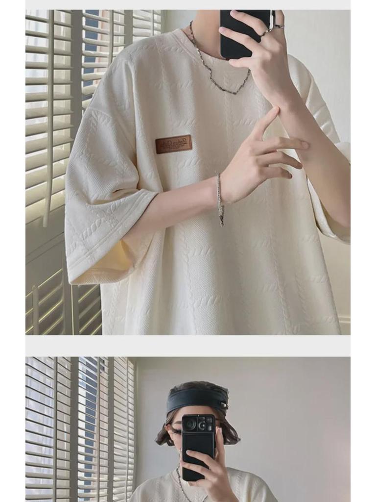 Футболка мужская с коротким рукавом из абрикосового фактурного переплетения - Niche Design, High Street Fashion