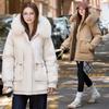 European and American schools overcome women's medium and long winter new fur collar jackets with thin waists, down cotton-padded clothes, and cotton