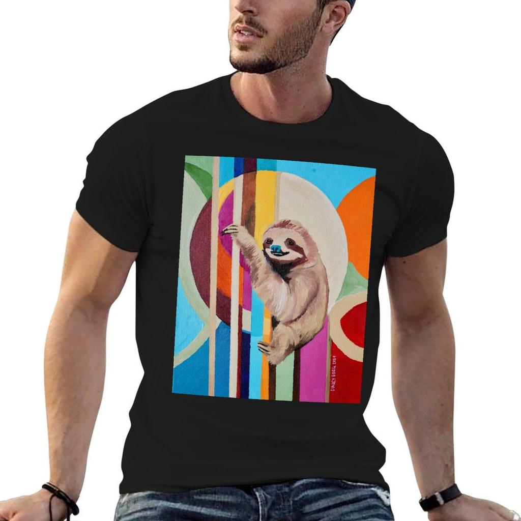 Sloth in Geometrics Painting TShirt Dry Fit Athletic Short Sleeve Shirt