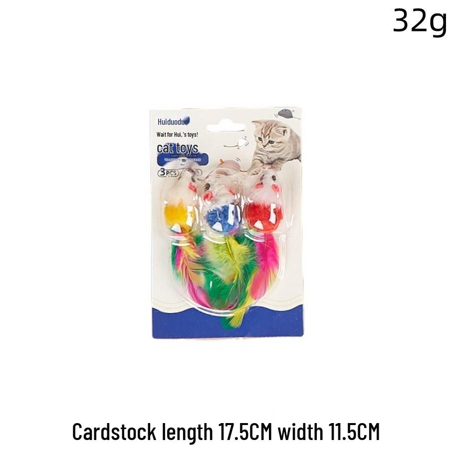 Набор игрушек для кошек: Плюшевая мышь с перьями, молярная и устойчивая к укусам