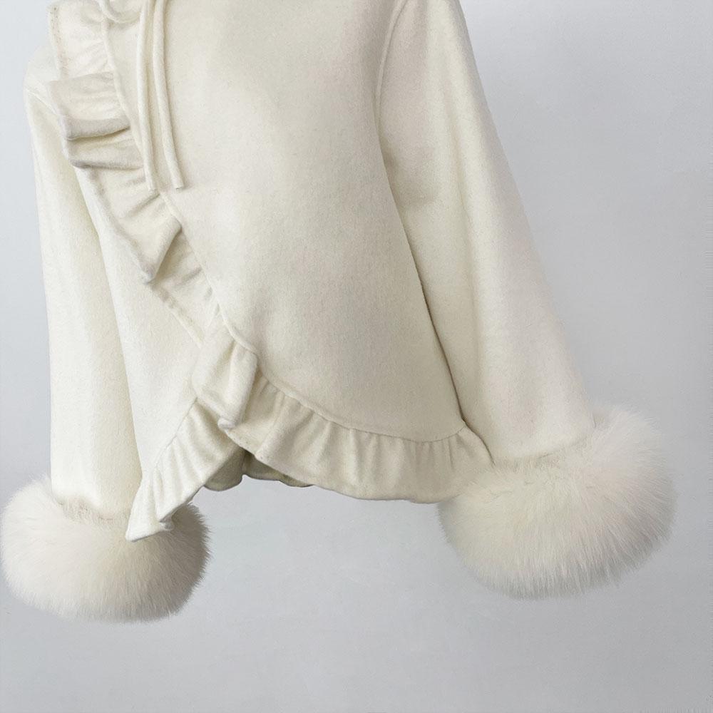 Роскошная зимняя модная короткая юбка из 100% двухсторонней шерсти, пальто из натурального меха лисы, рукава, женская теплая повседневная куртка