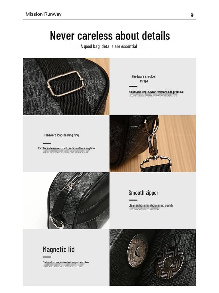 Trendy Men's Cross-Border Print Backpack: Casual Fashion Small Square Shoulder Messenger Bag