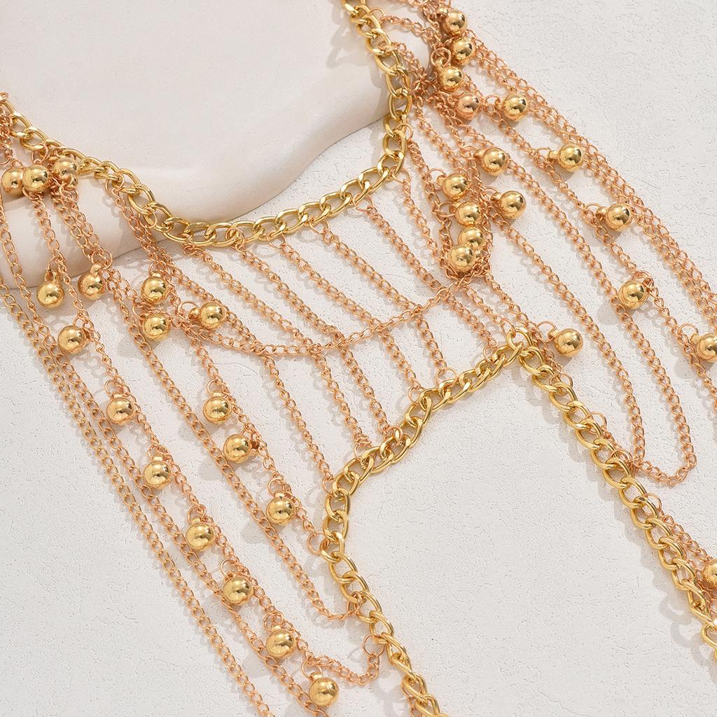 Multilayer Shoulder Chain Metal Ball Body Chain For Women Rave Outfit Festival Jewelry Clothing Accessories