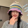 Ins Hand Hook Трехмерный бант Полосатые панамы женские весенние и летние ретро-дизайн Нишевые милые вязаные шапки