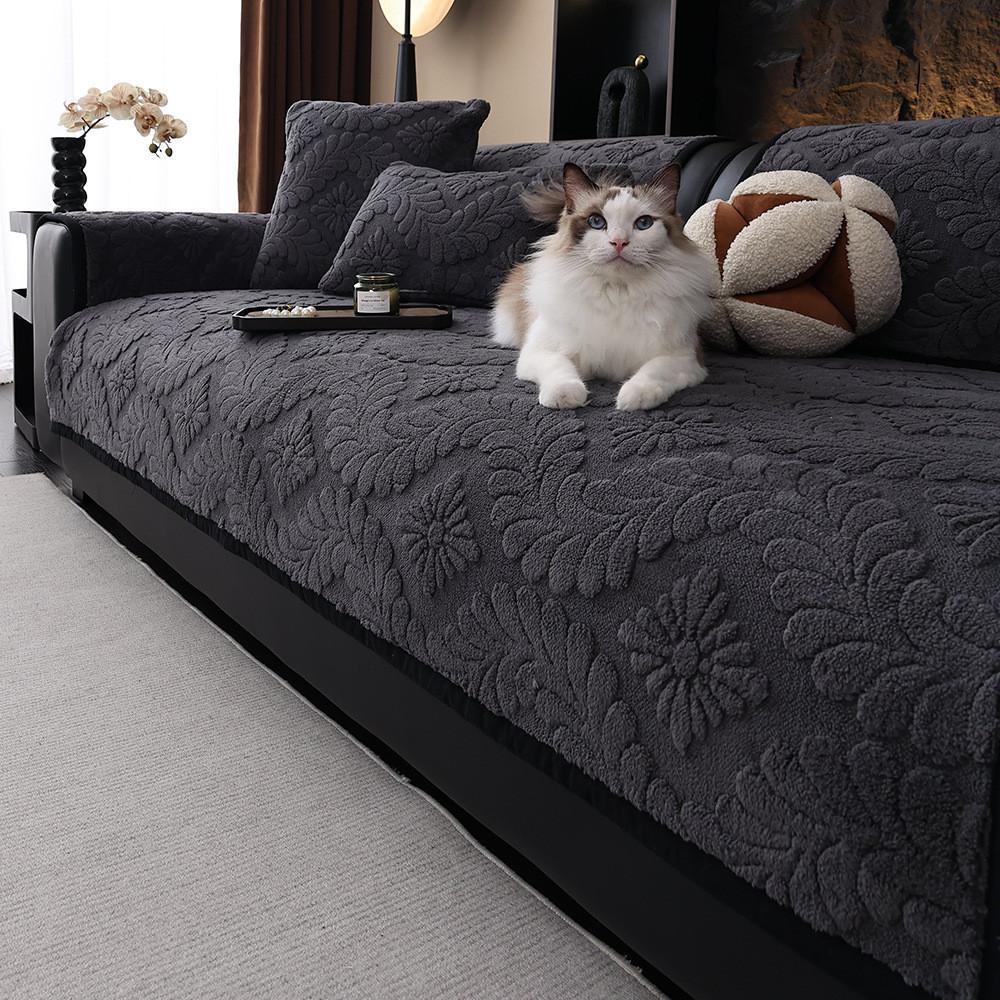 1pcs Solid Color Winter Warm Soft Sofa Cover Universal Anti Cat Scratch Seat Cushion for Home Living Room