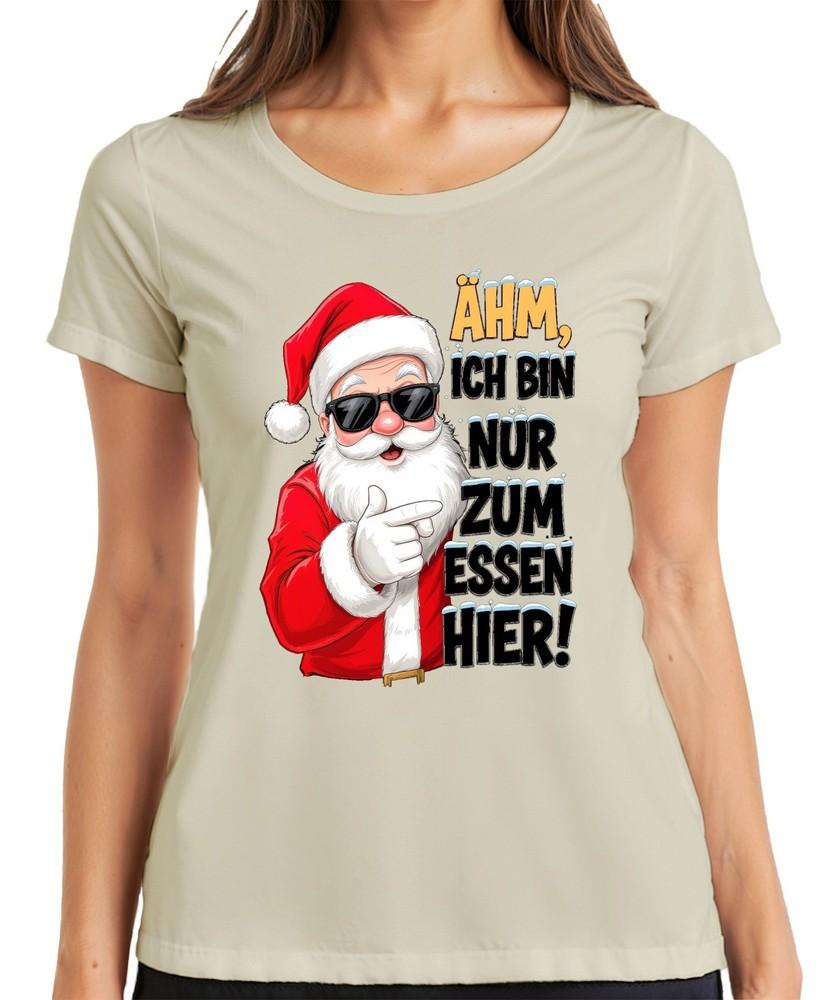 Um Im Just Here To Eat Santa Claus Funny Santa Claus Ladies Tshirt