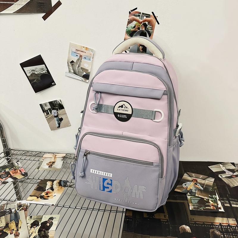 Рюкзак для школьников средней школы с цветными блоками и большой вместимостью для девочек и мальчиков