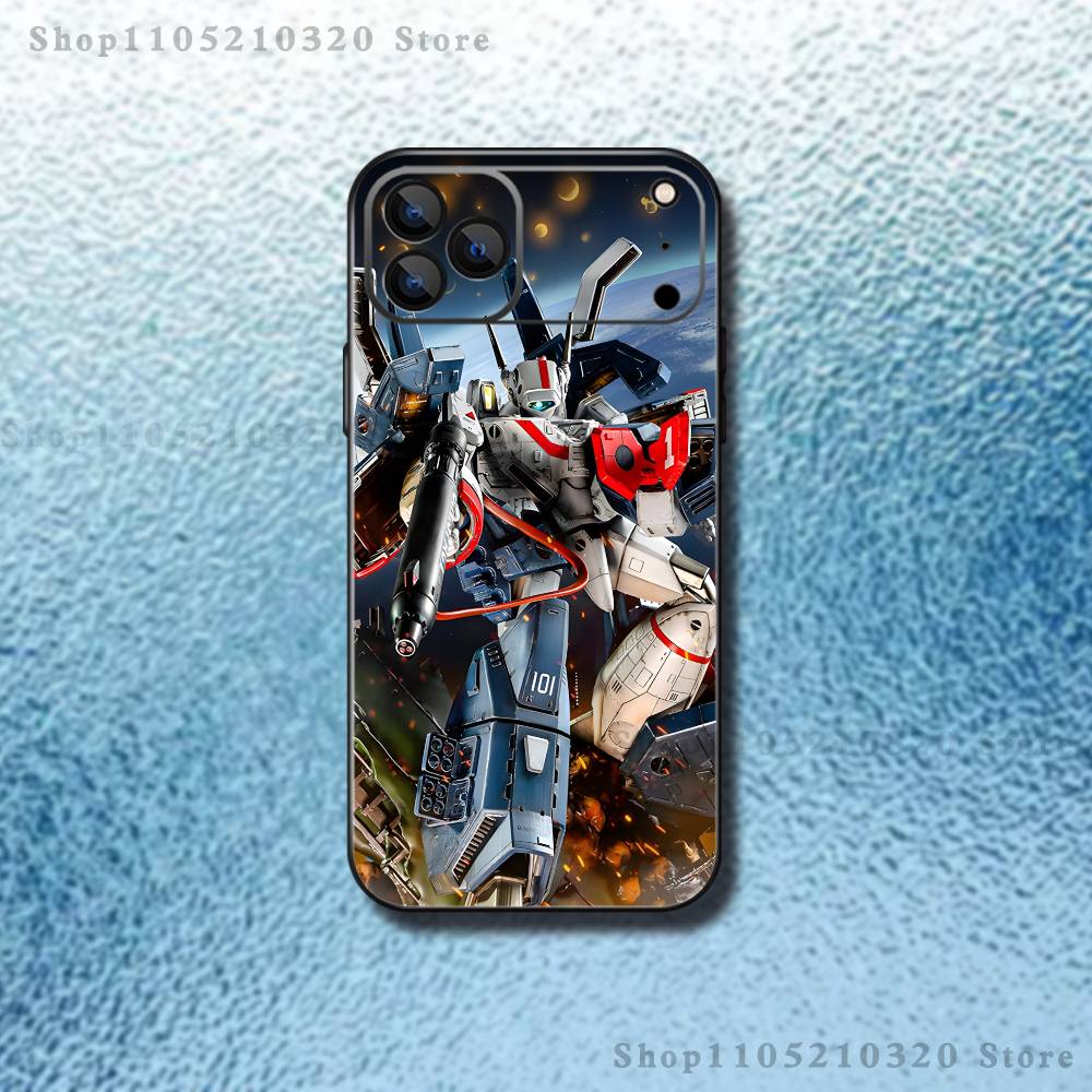R-Robotech Macross Phone Case For iPhone 17,16,15,14,13,12,Pro,Max,Plus,E,SE4,Air,Mini Black Soft Box