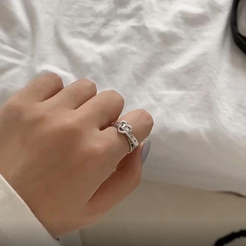 Love Belt Buckle Ring Fashion Cold Wind High Sense Niche Design Sense Opening Trendy Cool Ring Female
