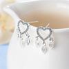 Fashion Dream Catcher Feather Personality 925 Sterling Silver Jewelry Love Heart -Shaped Crystal Temperament Stud Earrings Xze190