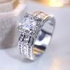 Fashion Jewelry Ladies Princess Cut Stone Four-claw Ring Inlaid Fashion Wedding Ring Engagement Jewelry Ring