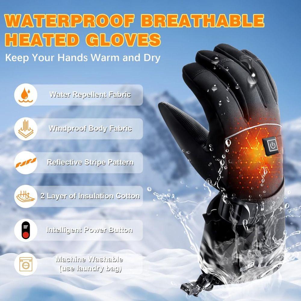 Heated Heated Gloves 4000mAh Electric Ski Gloves  for Cycling Hiking Camping