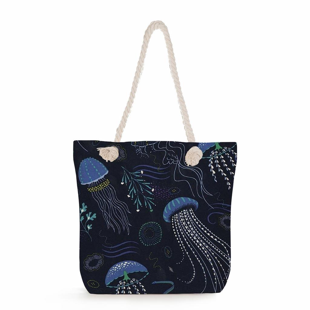 Elephant print thick rope single-shoulder beach bag 7287 CLE