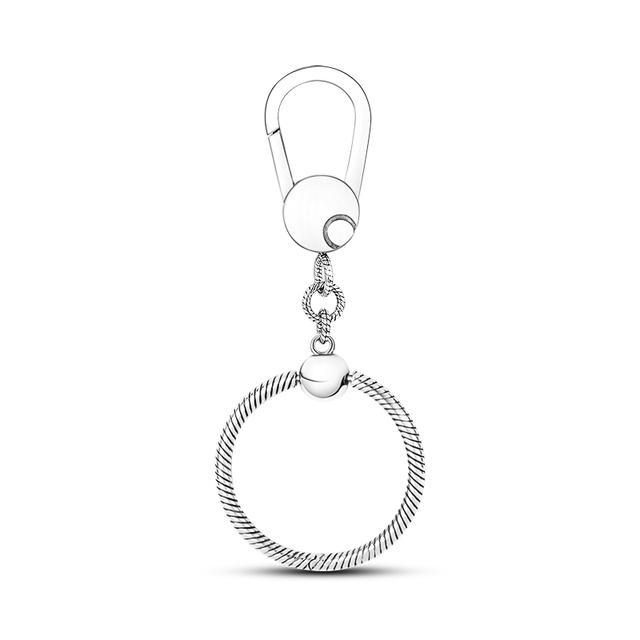 Брелок из стерлингового серебра 925 пробы, круглый болтающийся момент, брелок для ключей, держатель для сумки, подходят оригинальные подвески, бусины с буквами, рождественские