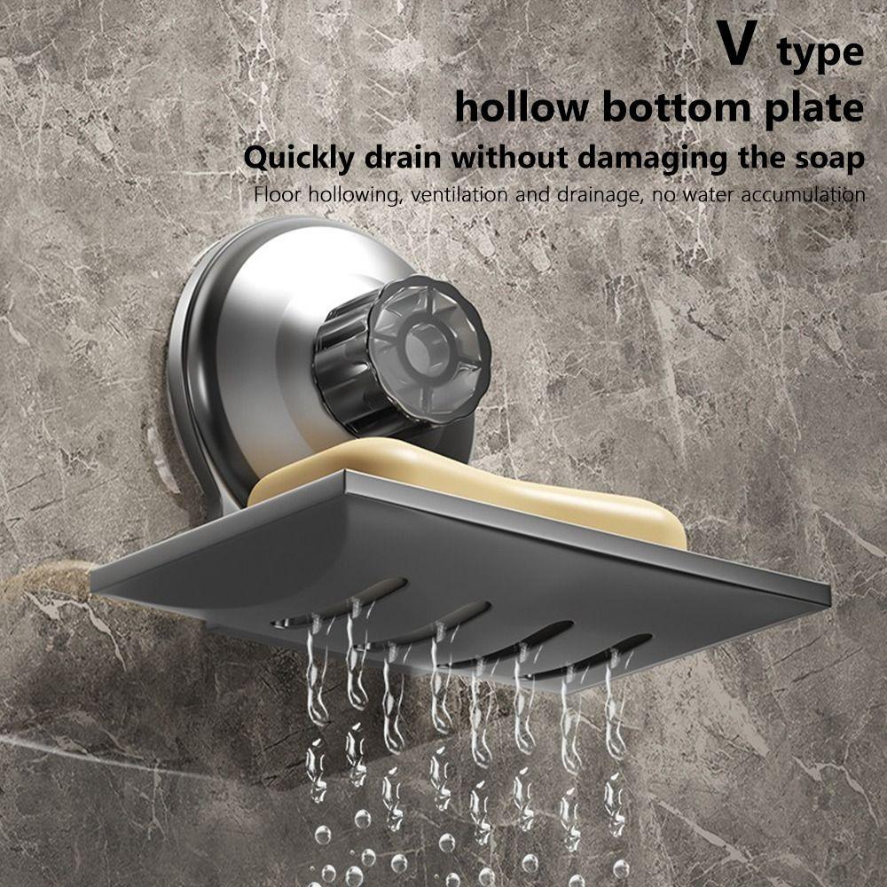 Metal Soap Dish Suction Cup Soap Container Tray Storage Rack  Bathroom Kitchen Sink Organizer