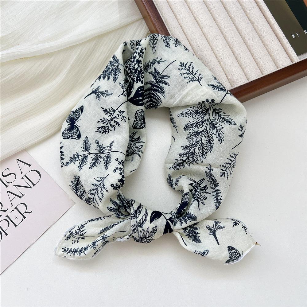 Маленький квадратный шарф из хлопка и льна, шелковый шарф, женский, весна и осень, новый стиль, художественный и универсальный, модный, темпераментный шарф-повязка на голову